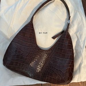 BY FAR AMBER NUTELLA CROCO EMBOSSED LEATHER